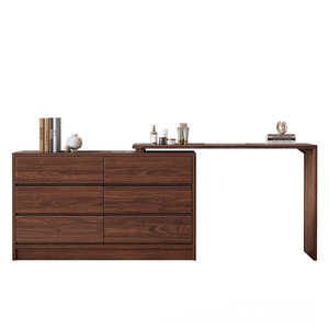 Mesa de Maquillaje Moderna de Madera Maciza de Nogal Negro, Diseño Minimalista Oriental, con Gran Espacio de Almacenamiento, para Escritorio o Sala de Estar - Product Image 5