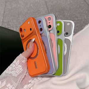 เคสโทรศัพท์ระบบแม่เหล็กหนังแท้สำหรับ iPhone 17 16 15 14 PRO MAX กรอบด้านหลังแบบแม่เหล็กลายด้านผ้าลินิน - Product Image 3