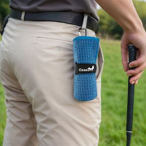 Serviette de golf en microfibre de coton tissée jacquard à séchage rapide <span class=keywords><strong>avec</strong></span> clip mousqueton, motif gaufré et fermeture auto-agrippante - Product Image 4