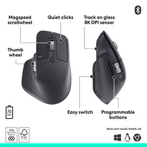 <span class=keywords><strong>Souris</strong></span> Sans Fil Bluetooth <span class=keywords><strong>Logitech</strong></span> <span class=keywords><strong>MX</strong></span> <span class=keywords><strong>Master</strong></span> <span class=keywords><strong>3S</strong></span>, Récepteur USB Nécessaire - Défilement Ultra-rapide, Version Ergonomique Professionnelle - Product Image 6