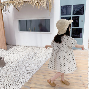 Vêtements d'été pour bébé Robes pour enfants Mode Robes en lin et coton à pois pour filles - Product Image 3