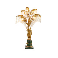 Lampe de table vintage en laiton et cristal, style rococo français, feuilles de palmier, grande taille, pour la décoration de la maison, salon, lampe de bureau en cuivre LED