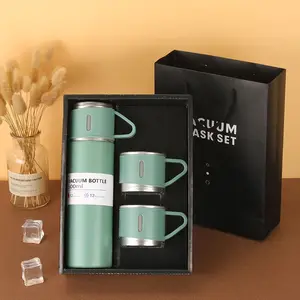 500ml Thermos luxury Corporate Business Gift box set drinkware set thermos Vacuum flask stainless steel water bottle with 2 cup