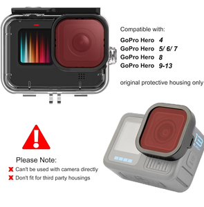 Accessoires GoPro HONGDAK, étui étanche rouge, rose, violet, objectif de caméra de plongée, filtres ND, filtres pour caméra, lot de 3 pour GoPro <span class=keywords><strong>Hero5</strong></span> - Product Image 6