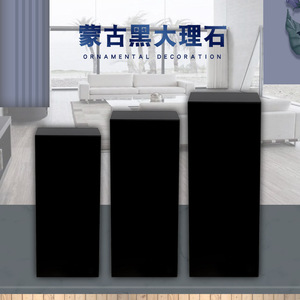 Présentoir personnalisé en marbre noir mongol, colonne rectangulaire verticale autoportante en pierre durable pour halls d'hôtel (échantillon) - Product Image 2
