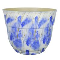 Pot de fleurs d'extérieur en PP recyclé écologique, finition pierre par transfert d'eau, léger, empilable, avec revêtement anti-UV