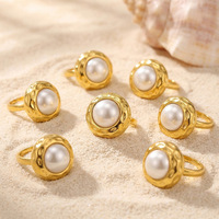 Bague pour femme en tungstène électroplaqué, ornée de perles colorées et de coquillages, de haute qualité, au design de niche européen-américain, tendance Instagram