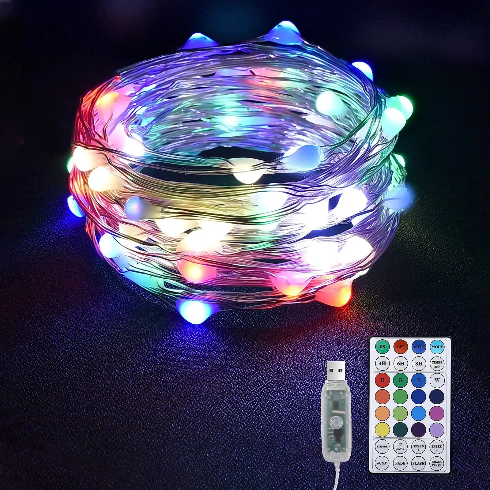 USB Fairy String Lights 49Ft Led String Lights Multicolor Firefly Với Từ Xa Không Thấm Nước Dây Đồng Giáng Sinh Trang Trí Đèn