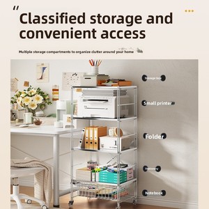 Espositore Rettangolare in Acciaio Inossidabile per Ufficio, Organizzatore a Strati per Documenti e Cancelleria, Mobile da Terra in Metallo - Product Image 2
