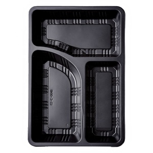 Boîtes d'emballage alimentaire ovales en plastique recyclé pour gâteaux, conteneurs alimentaires pour compagnies aériennes, micro-ondables, avec film de scellage - Product Image 2