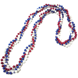Yiwu-Mardi Gras de 6MM, 33 ", verde, blanco, rojo, collar de cuentas trenzadas de tres colores para el Día Nacional de México - Product Image 2
