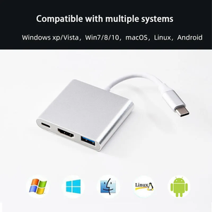 Adaptador de concentrador <span class=keywords><strong>USB</strong></span> tipo <span class=keywords><strong>C</strong></span> de estación de acoplamiento 3 en 1 de alta velocidad barato de fábrica con 4K HDMI USB3.0 PD para <span class=keywords><strong>MacBook</strong></span> - Product Image 2