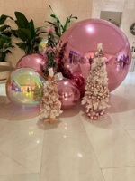 Ballon sphérique flottant géant irisé brillant, boule miroir gonflable avec matériau PVC laser réutilisable pour la décoration d'événements