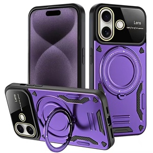 เคสโทรศัพท์สำหรับ iPhone 16 Plus, iPhone 16 Pro Max, 16e พร้อมฝาหลังป้องกันเลนส์กระจก  ฐานแม่เหล็กแบบหมุนได้ - Product Image 6