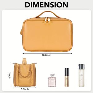 Bolsa de Maquillaje de Viaje, Bolsa de Aseo Ligera de Apertura Amplia para Mujer, Organizador de Cosméticos Portátil con Asa para Accesorios - Product Image 5