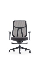 Chaise de bureau ergonomique moderne à dossier réglable, pivotante, noire, en tissu maillé, avec appui-tête réglable – Prix usine