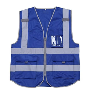 เสื้อกั๊กนิรภัย Hi VIS สีฟ้ามีกระเป๋าและซิปสามารถปรับแต่งโลโก้ได้ใหม่ล่าสุดเสื้อกั๊กนิรภัย Hi VIS มีซิปกระเป๋า - Product Image 3