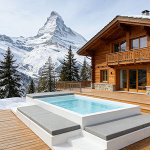 Piscine rectangulaire en fibre de verre de 22 pieds, robuste, avec canapé et fontaine, pour hôtel et villa - Product Image 5