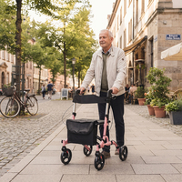 Déambulateur en aluminium avec siège pour personnes âgées, design pliable, sac de rangement, support de mobilité facile, certifié CE, léger, Relaxsmith