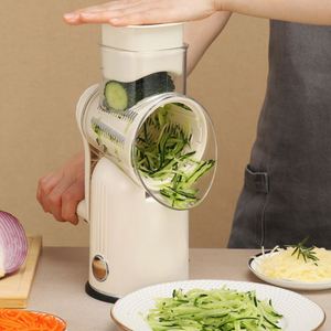 Râpe à fromage rotative manuelle multifonctionnelle 5-en-1 en acier inoxydable, trancheuse à légumes, râpe à noix, spiraleur à légumes, hachoir à fromage - Product Image 1