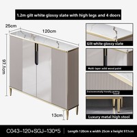 Buffet de luxe italien en pierre frittée 5 mm, gris champagne, avec pieds en acier inoxydable, finition brillante, en contreplaqué E1, pour salon