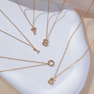 Ciondolo con collana con numero di zirconi in acciaio inossidabile, - Product Image 4
