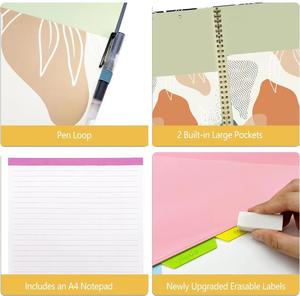 Porte-documents A4 en plastique à spirale avec double poche coulissante, clip pour tableau d'écriture et support pour stylo, classeur à double planche - Product Image 6