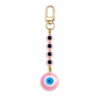 Hot Selling Evil Eyes Beads Keychain Cat Amulet Car Bag Charms Glass Evil Eye Jewelry Pendant Good Luck Charms for Car Bag Decor
