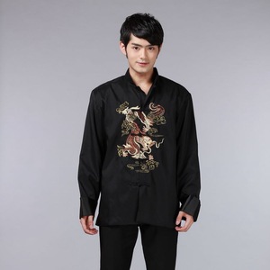 ชุดชายปักลายมังกรชุดถังเสื้อผ้าจีนแบบดั้งเดิมสำหรับชายเสื้อแจ็คเก็ตเสื้อเชิ้ตเชองซำฮันฟูวินเทจ - Product Image 4