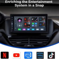 Boîtier intelligent portable IA avec adaptateur sans fil Android Auto et CarPlay, Android 12, 2+16 Go de RAM/ROM pour une installation universelle dans les voitures