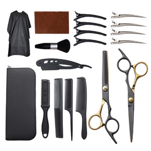 Hairdressing Scissors Set Stainless Steel With Combs Clips Cape For Home Use - Product Image 2