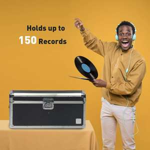 Boîte de rangement pour disques vinyles en aluminium de style Classic Acts, pour 150 disques - Product Image 5