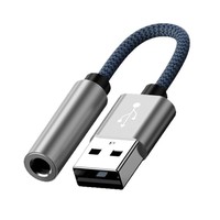 Câble adaptateur audio USB tressé en nylon vers 3.5mm bleu et bleu convertisseur de casque de jeu de puces DAC 10.5CM