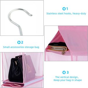 Closet Purse Organizer, Hanging Handbag Organizer with 4 Heavy-Duty Mesh <b>Shelves</b> Closet Purse Storage Bag - Product Image 6
