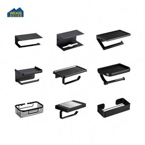 Porte-papier toilette mural en acier inoxydable 304 noir, support pour téléphone portable, pour cuisine et salle de bain, écologique - Product Image 6