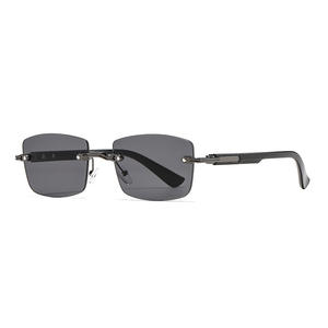 Nouvelles lunettes de soleil métalliques sans monture pour femmes, protection UV400, type 3, verres PC noirs, style européen tendance - Product Image 1