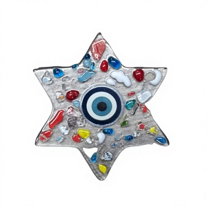 Imán con Diseño de Ojo Turco en Cristal, con Grabado, Forma Redonda, Diseño Moderno, Hecho en Estambul por DAFNI BIG PAZAR - Product Image 1