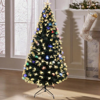 Sapin de Noël artificiel G&L de haute qualité, écologique, 6 pieds, multicolore, LED, fibre optique PVC, support métallique, basse tension, utilisation intérieure