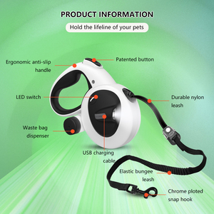Led <span class=keywords><strong>Light</strong></span> <span class=keywords><strong>Up</strong></span> Pet Chạy Chì Chó Có Thể Thu Vào Dây Xích Với Đèn Pin Và Túi Phân - Product Image 3