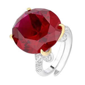 High Quality Vintage Jewelry Eco-friendly Copper Round Cut 18*20mm Red Corundum Zircon Vintage Large <b>Rings</b> Women for Gift - Product Image 1