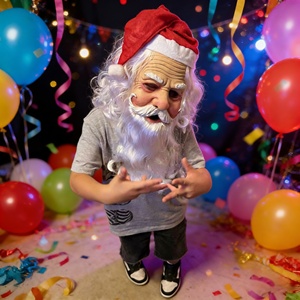 Máscara Realista de Santa Claus Anciano con Peluca Blanca, Barba y Gorro, Accesorios de Disfraz para Fiesta de Navidad - Product Image 5