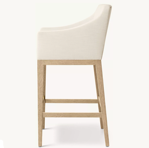 Taburete de Barra Contemporáneo RH OEM Morgan de Madera Maciza con Brazos Diagonales, Tapizado en Tela Ecológica, Diseño Duradero para Bares Domésticos y Comedores - Product Image 5