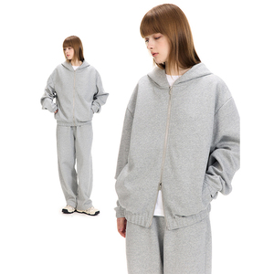 Fabricant de streetwear – Sweat à capuche oversize épais 500 g/m² imprimé, vierge, avec logo personnalisé, double fermeture éclair, polyester/coton, pour l'automne - Product Image 4