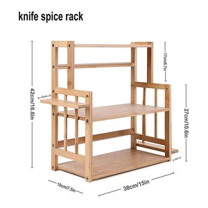Bamboo Multi Layer Storage <b>Rack</b> For <b>Kitchen</b> Condiments Spice Organizer With Knife Holder Countertop Shelf Standing Type - Product Image 4