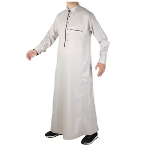 Slim Size Cuff Sleeve Shiny Islamic Clothing Kaftan Jubah Abaya Jalabya Ethnic Arabic Thobe Jalaba Boubou Muslim Long Dress Man