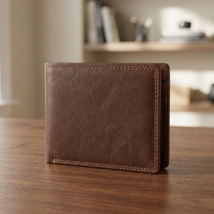 High Quality Vintage Men's Brown Cowhide Long <b>Wallet</b> Full Grain Genuine Leather Zipper Closure Blocking Cowboy Style Card <b>Holder</b> - Product Image 1