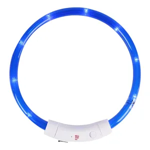 새로운 업그레이드 실리콘 강아지 용품 방수 애완견 점멸등 USB 충전식 야간 안전 LED 강아지 목줄 사계절용 - Product Image 1