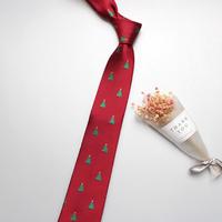 Cravate en polyester jacquard à motif sapin de Noël, accessoire de fête pour homme, vente en gros