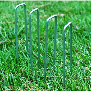 आधुनिक यू आकार के गैल्वेनाइज्ड स्टील गार्डन एडजिंग पेग्स लैंडस्केप स्टेपल दांव पिन ग्राउंड दांव नाखून - Product Image 2