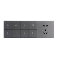 Inicio/Hotel/Oficina 90MM Tipo Reino Unido PC estándar Plástico 3-Interruptor de botón grande de color gris conectado y enchufe universal